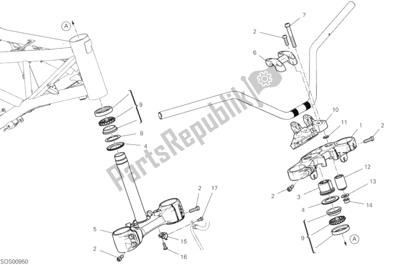Alle onderdelen voor de Stuurinrichting van de Ducati Scrambler Icon Dark Thailand USA 803 2020